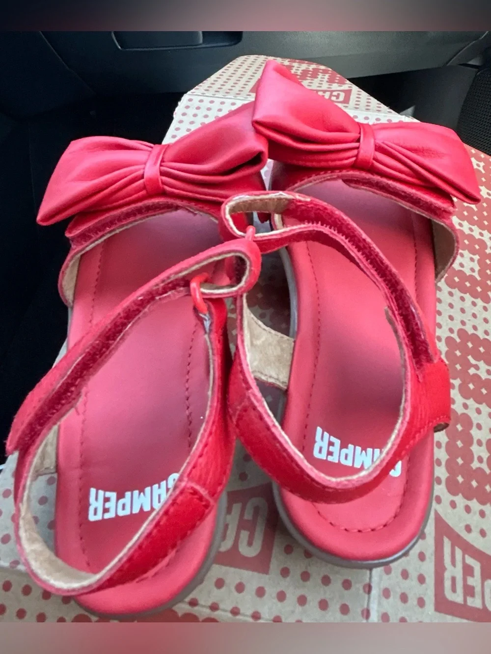 NIB Camper Girls Red Bow Sandals Size 11